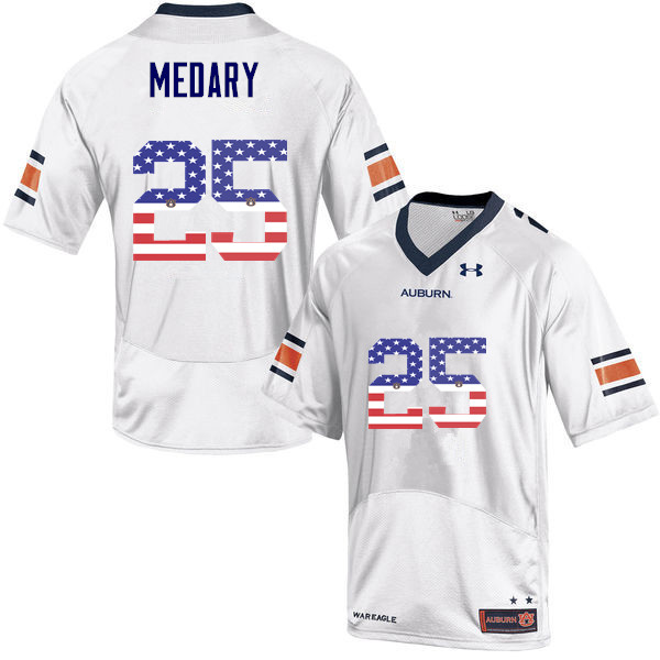 Auburn Tigers Men's Alex Medary #25 White Under Armour Stitched College USA Flag Fashion NCAA Authentic Football Jersey PUS3174TO